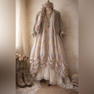 Tina Givens Floral print cotton Sleeveless Dress with Ruched Hem